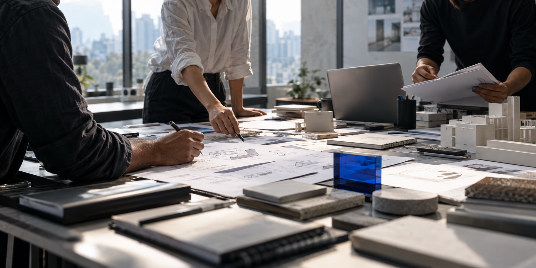 A small product team working around research and physical prototypes
